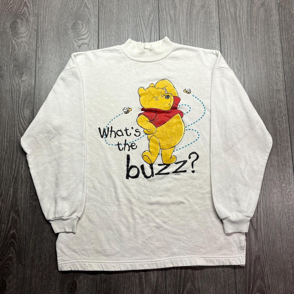 Vintage Winnie The Pooh 1980s White Sweatshirt Medium Disney Land World Retro
